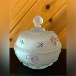 Vintage Westmoreland frosted glass candy dish with lid